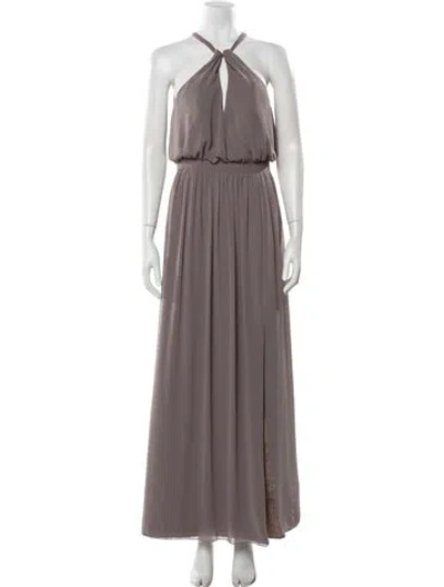 Pre-owned Watters Halterneck Long Dress In Neutrals