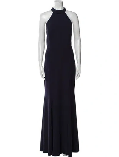 Pre-owned Watters Halterneck Long Dress W/ Tags In Blue