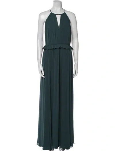 Pre-owned Watters Halterneck Long Dress W/ Tags In Green
