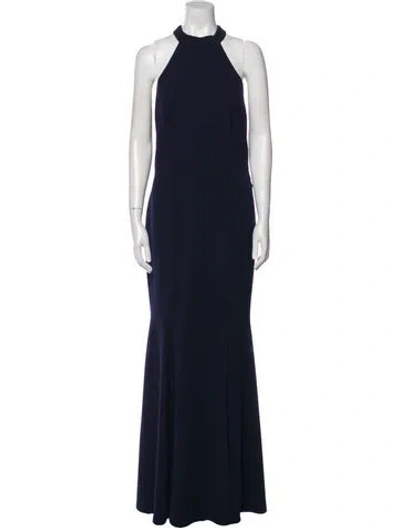 Pre-owned Watters Mock Neck Long Dress In Blue