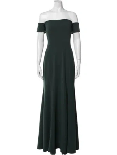 Pre-owned Watters Off-the-shoulder Long Dress In Green