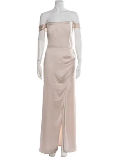 Pre-owned Watters Off-the-shoulder Long Dress In Neutral