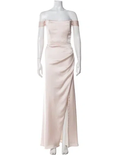 Pre-owned Watters Off-the-shoulder Long Dress In Pink
