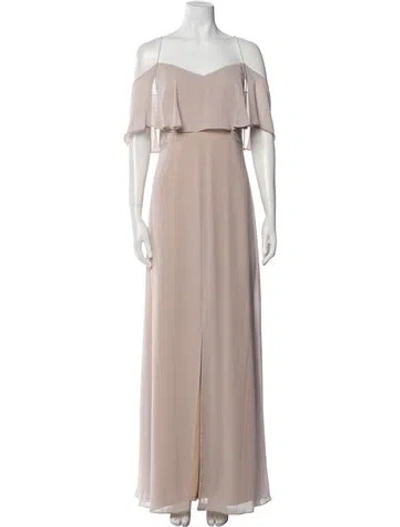 Pre-owned Watters Off-the-shoulder Long Dress W/ Tags In Neutral