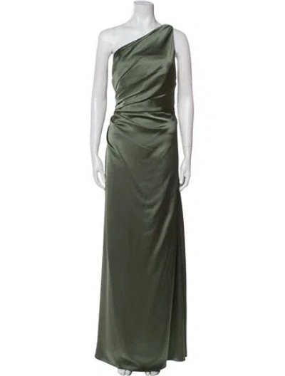 Pre-owned Watters One-shoulder Long Dress In Green