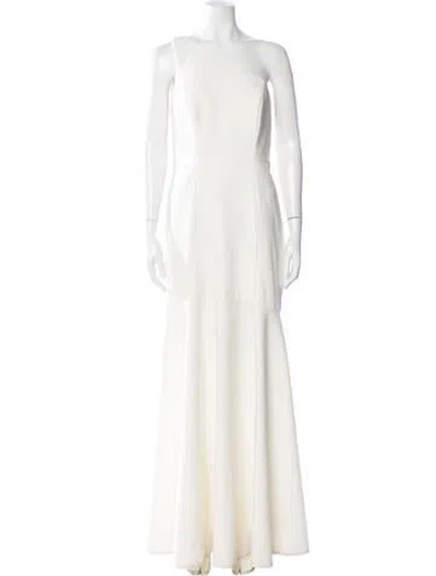 Pre-owned Watters One-shoulder Long Dress In Neutral