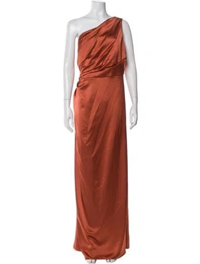 Pre-owned Watters One-shoulder Long Dress In Orange