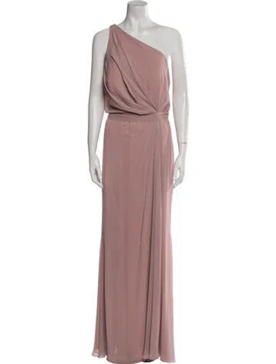 Pre-owned Watters One-shoulder Long Dress In Pink
