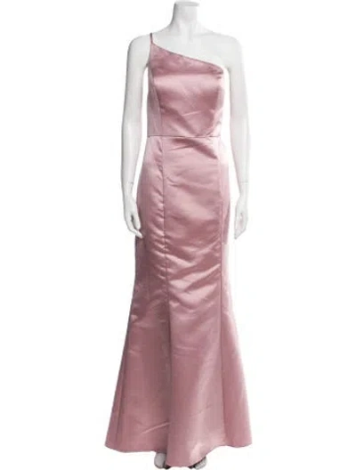 Pre-owned Watters One-shoulder Long Dress In Pink