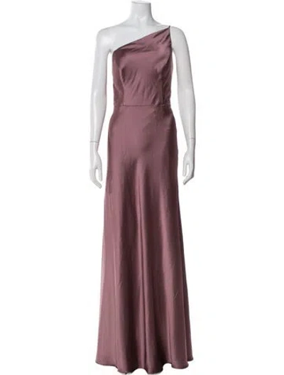 Pre-owned Watters One-shoulder Long Dress In Pink