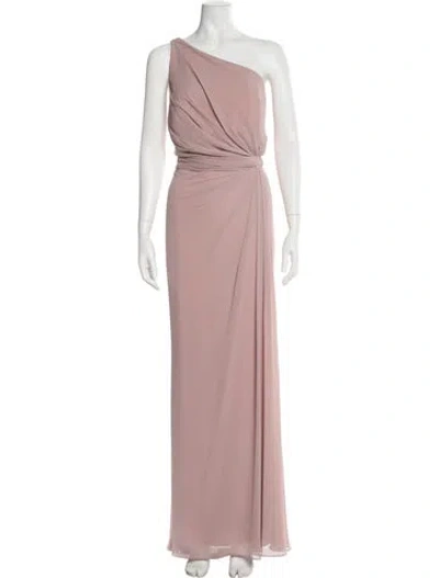 Pre-owned Watters One-shoulder Long Dress In Pink