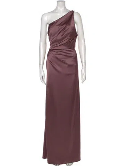 Pre-owned Watters One-shoulder Long Dress In Purple