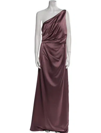 Pre-owned Watters One-shoulder Long Dress In Purple