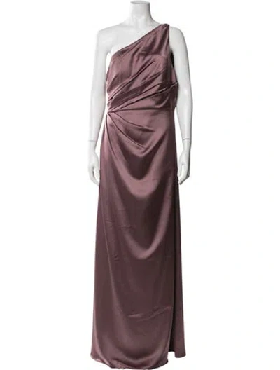 Pre-owned Watters One-shoulder Long Dress In Purple