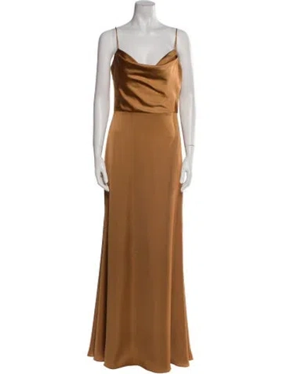 Pre-owned Watters Satin Long Dress In Brown
