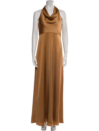 Pre-owned Watters Satin Long Dress In Brown