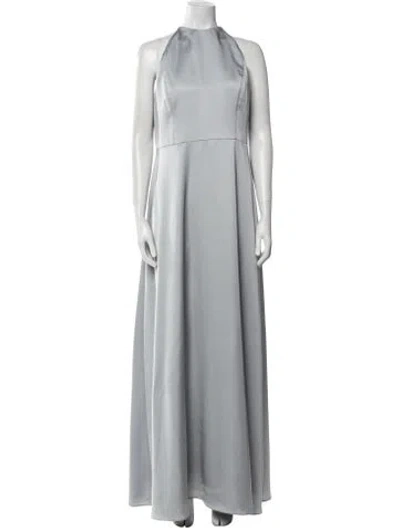 Pre-owned Watters Satin Long Dress In Gray