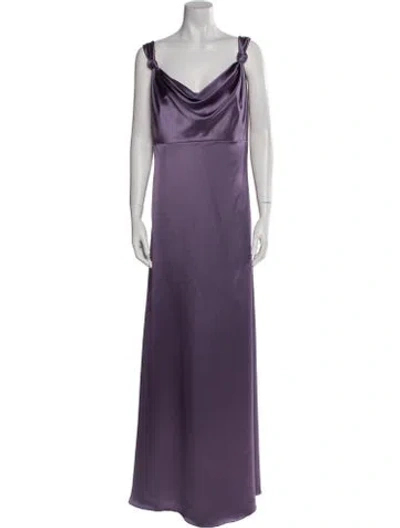 Pre-owned Watters Satin Long Dress In Purple