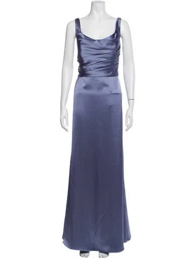 Pre-owned Watters Scoop Neck Long Dress In Blue