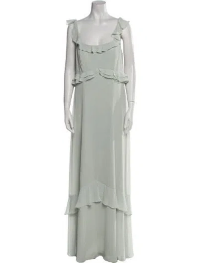 Pre-owned Watters Scoop Neck Long Dress In Green