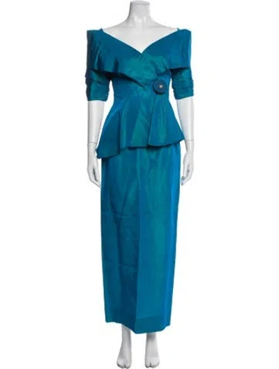 Pre-owned Watters Silk Skirt Set In Blue