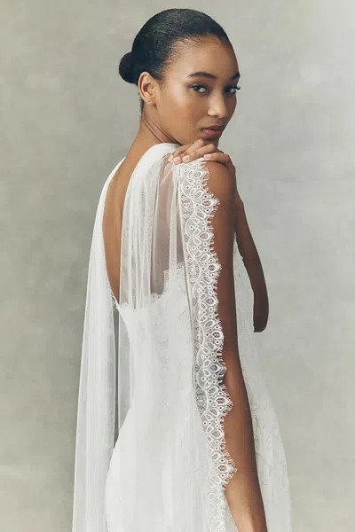 Watters Soft Net Lace Scarf In White