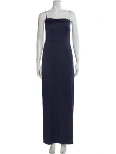 Pre-owned Watters Square Neckline Long Dress In Blue