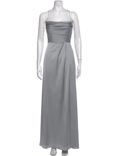 Pre-owned Watters Square Neckline Long Dress In Gray