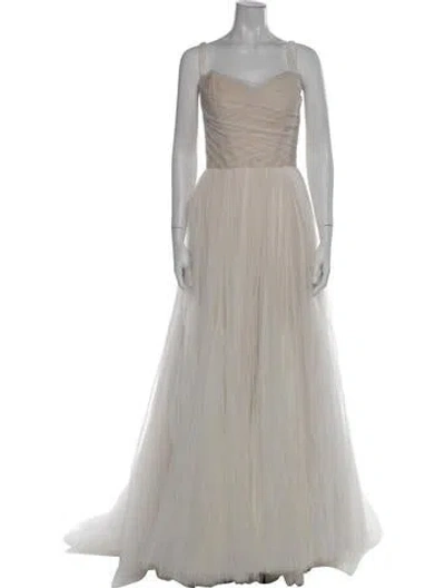 Pre-owned Watters Square Neckline Long Dress In Gray