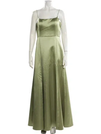Pre-owned Watters Square Neckline Long Dress In Green