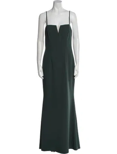 Pre-owned Watters Square Neckline Long Dress In Green