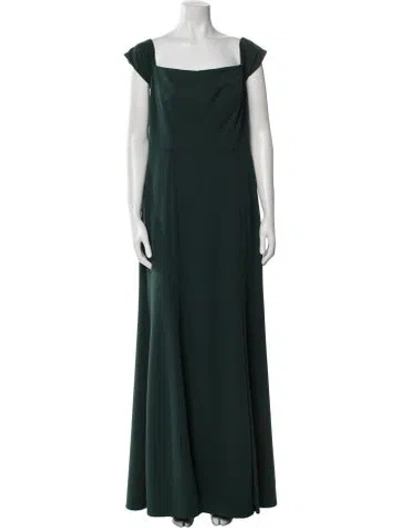 Pre-owned Watters Square Neckline Long Dress In Green
