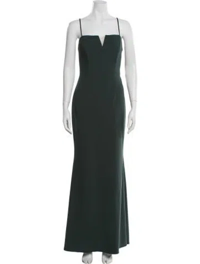 Pre-owned Watters Square Neckline Long Dress In Green