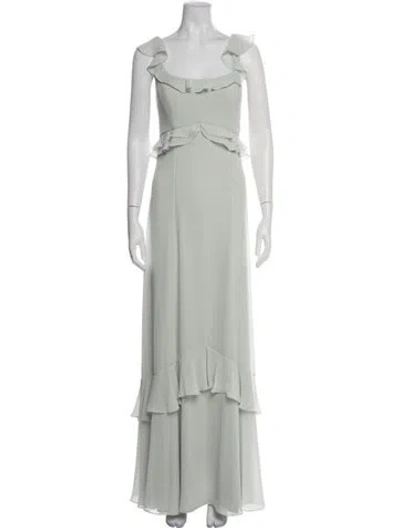 Pre-owned Watters Square Neckline Long Dress In Green