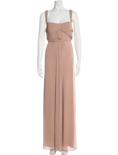 Pre-owned Watters Square Neckline Long Dress In Neutral