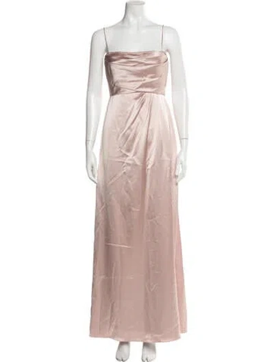 Pre-owned Watters Square Neckline Long Dress In Pink