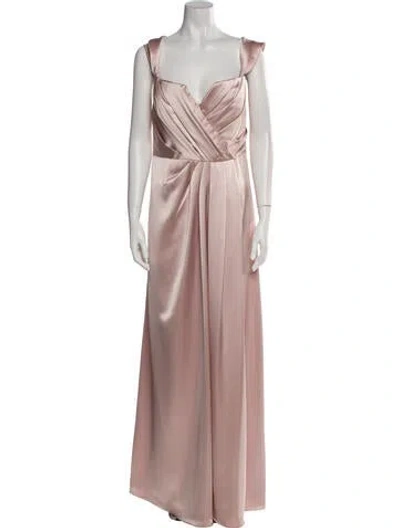 Pre-owned Watters Square Neckline Long Dress In Pink