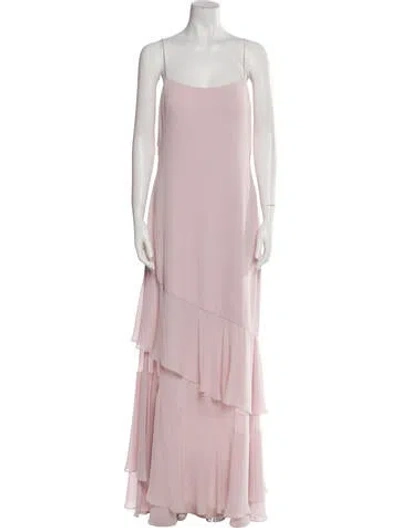 Pre-owned Watters Square Neckline Long Dress In Pink