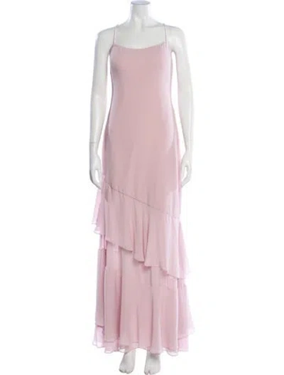 Pre-owned Watters Square Neckline Long Dress In Pink