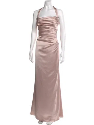 Pre-owned Watters Square Neckline Long Dress In Pink