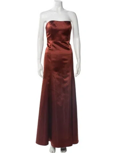 Pre-owned Watters Strapless Long Dress In Brown
