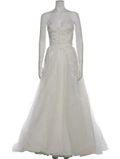 Pre-owned Watters Strapless Long Dress In Gray