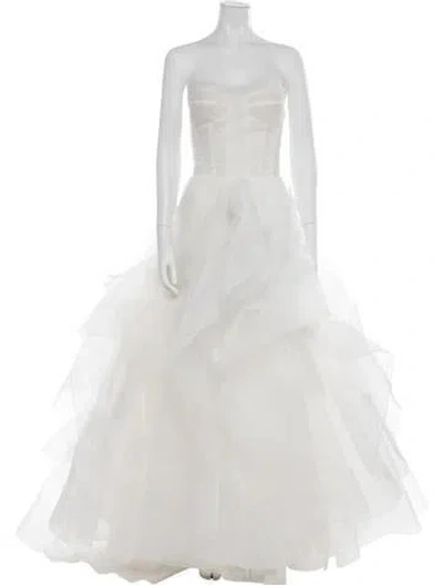 Pre-owned Watters Strapless Long Dress In Gray