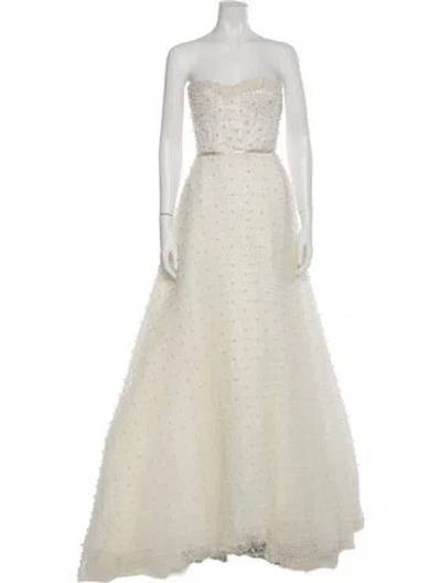 Pre-owned Watters Strapless Long Dress W/ Tags In Neutral