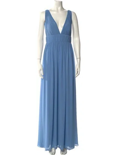 Pre-owned Watters V-neck Long Dress In Blue