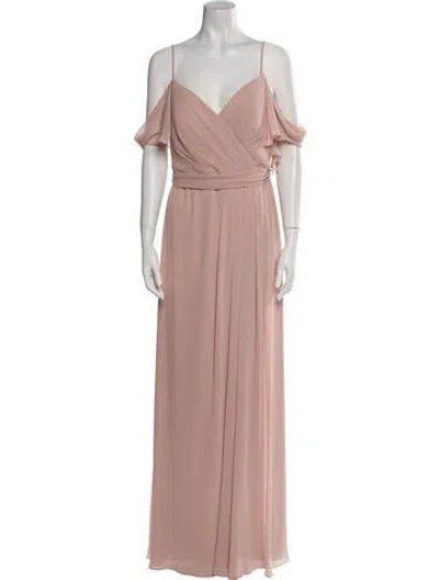 Pre-owned Watters V-neck Long Dress In Neutral