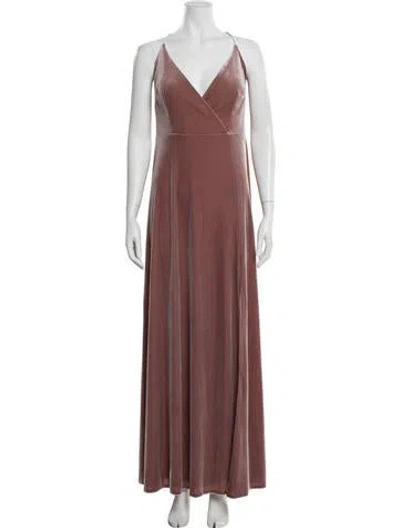 Pre-owned Watters V-neck Long Dress In Pink