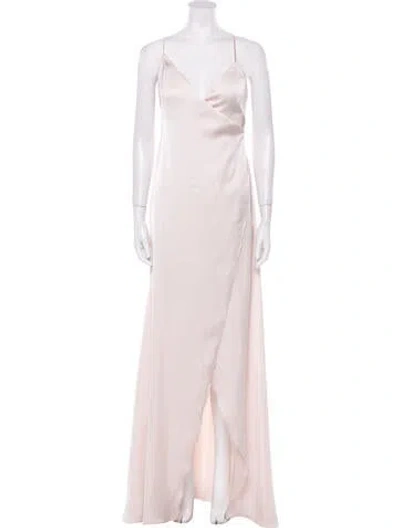 Pre-owned Watters V-neck Long Dress In Pink