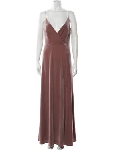 Pre-owned Watters V-neck Long Dress In Pink