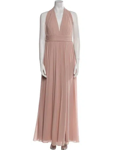 Pre-owned Watters V-neck Long Dress In Pink